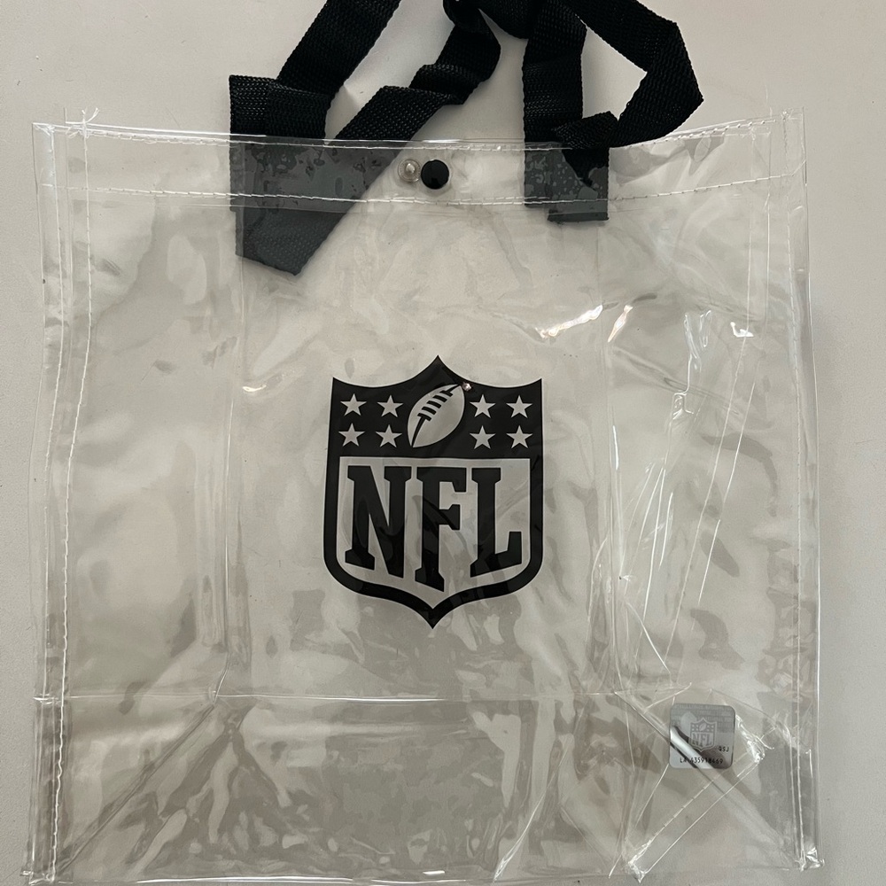 NFL Clear Tote Bag with Black Logo and Straps